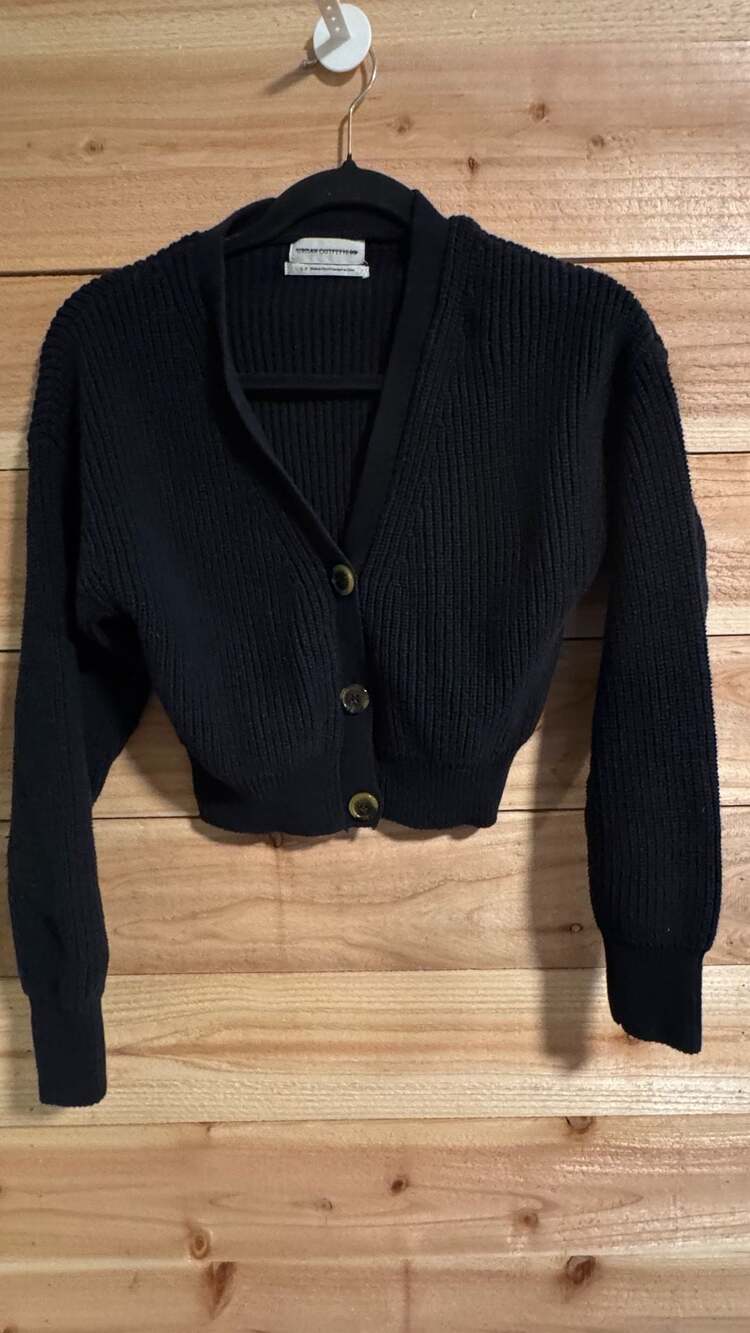 Urban Outfitters Cropped Grandpa Cardigan Rib Knit Soft Girl Coquette Sweater